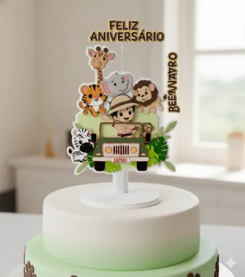 Arquivo de corte topo de bolo menino safari