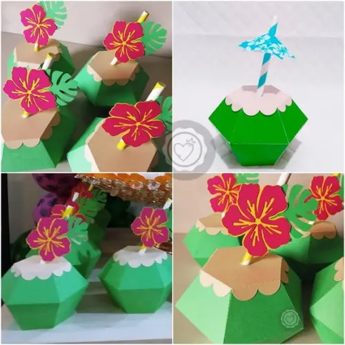 Arquivo de Corte Caixa Coco + Aplique de Flor