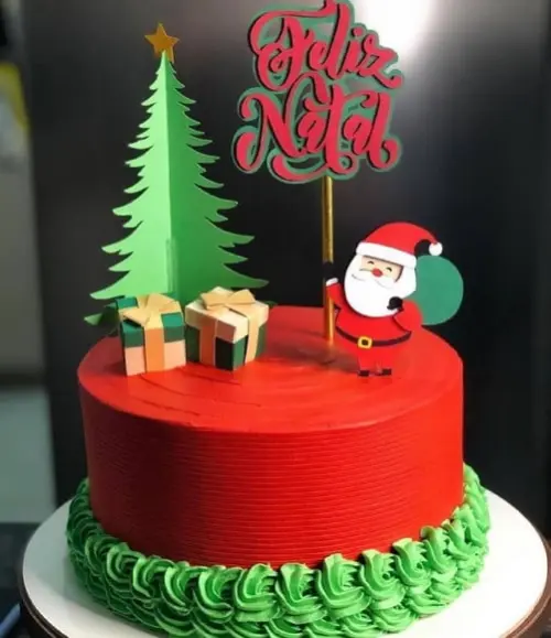 Arquivo Topo de Bolo Arvore de Natal Papai Noel