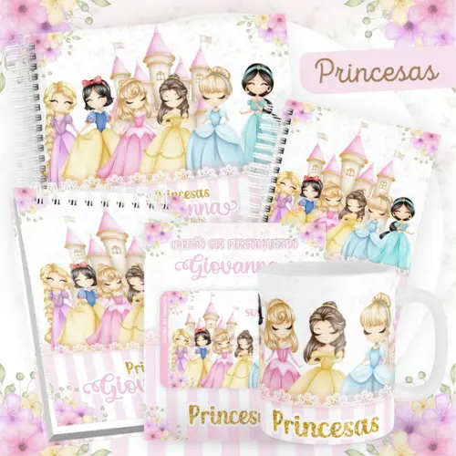 Aquivo Digital Combo Caderneta Princesas Disney Cute