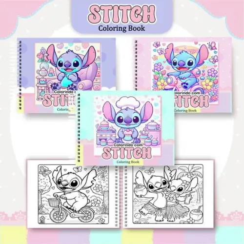 Aquivo Digital Combo Caderno de Pintura Stitch