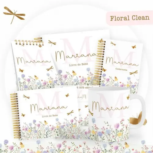 Arquivos Digitais Combo Encadernação Floral Clean
