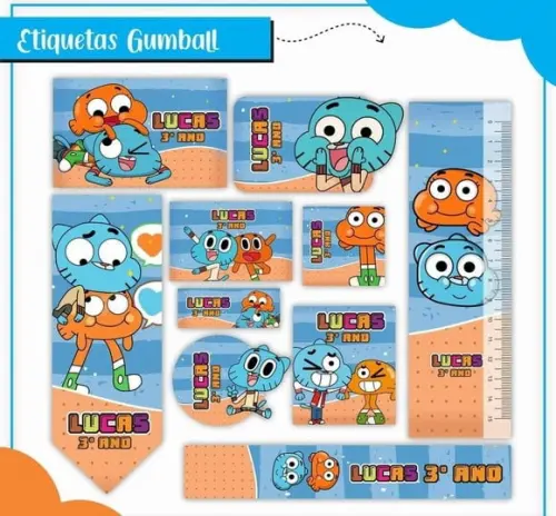 Aquivos Digitais Etiquetas Escolares Gumball