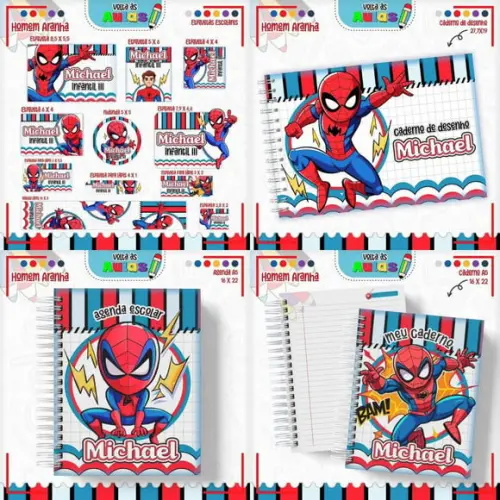 Aquivos Digitais Combo Etiqueta Escolar Homem Aranha