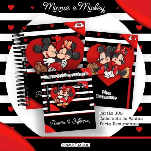 Arquivo de Corte Combo Caderneta da Saude Minnie e Mickey