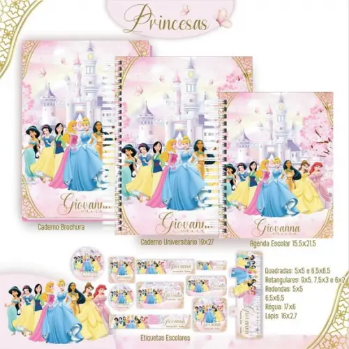 Aquivos de Corte Combo Encadernação Princesas Disney