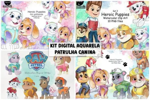 Arquivos Digitais Combo Patrulha Canina Aquarela