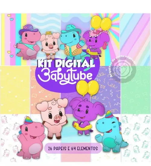 Arquivo Digital Combo Baby Tube Papeis e Elementos