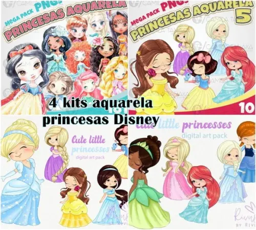 Arquivos Digitais Princesas Baby Aquarela