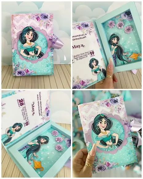 Arquivo de Corte Caxia Convite Jasmine Aquarela