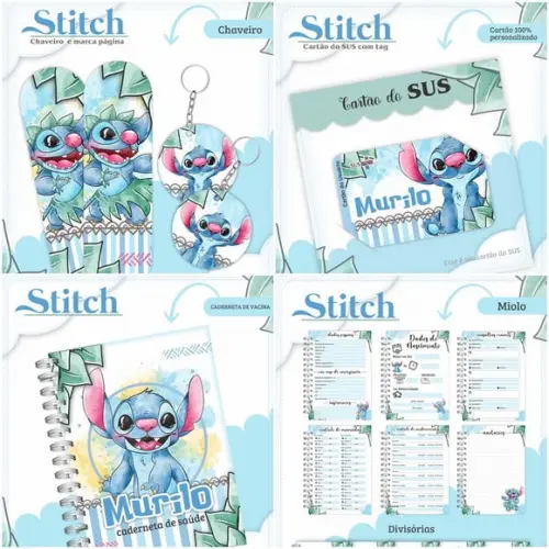 Arquivo Digital Combo Caderneta Lilo Stitch