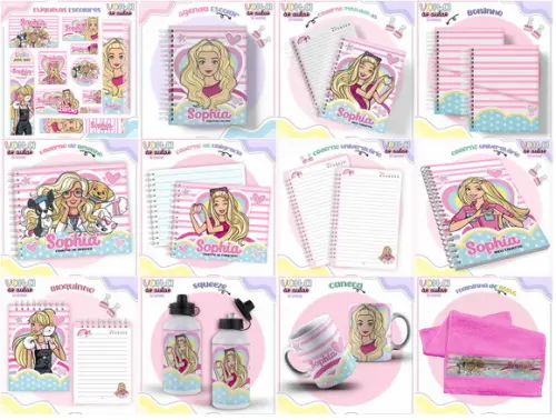 Arquivo de Corte Combo Etiquetas Escolar Barbie