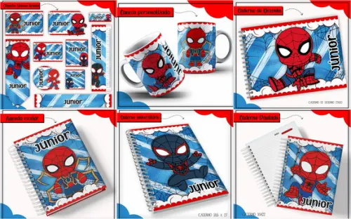 Arquivo de Corte Combo Etiqueta Escolar Homem Aranha