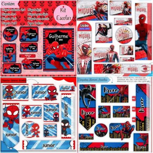 Arquivos Digitais Combo Etiquetas Homem Aranha