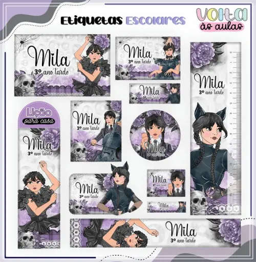 Arquivo Digital Combo Etiquetas Wandinha