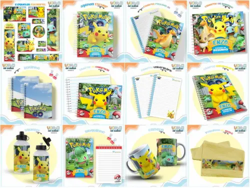 Arquivo de Corte Combo Etiquetas Escolar Pokémon Go
