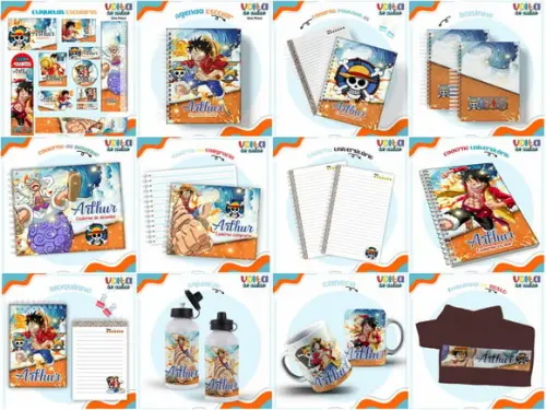 Arquivo de Corte Combo Etiquetas Escolar One Piece