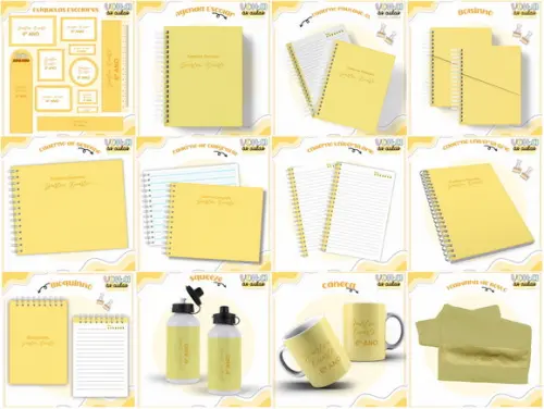 Arquivo de Corte Combo Etiqueta Escolar Neutro Amarelo