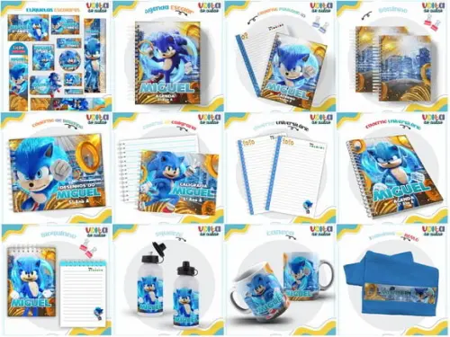 Arquivo de Corte Etiqueta Escolar Sonic