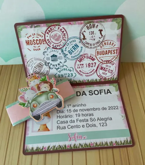 Arquivo de Corte Convite Safari Menina Studio e pdf
