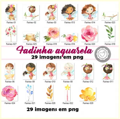 Arquivo Digitais Kit Fada Jardim Aquarela