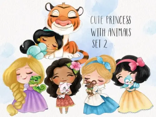 Arquivos de Corte Princesas Disney Aquarela