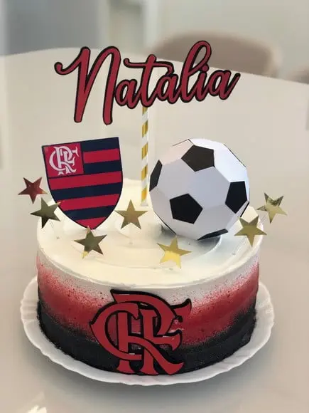 Arquivo De Corte Topo De Bolo Flamengo Bola 3d