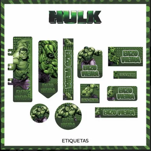 Arquivos de corte etiqueta escolar hulk