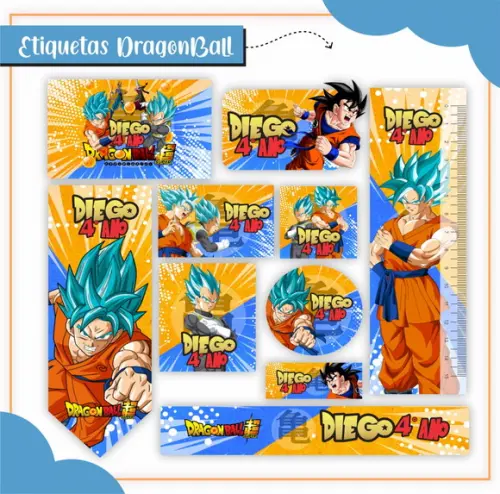 Aquivos digitais etiquetas escolar Dragon Ball