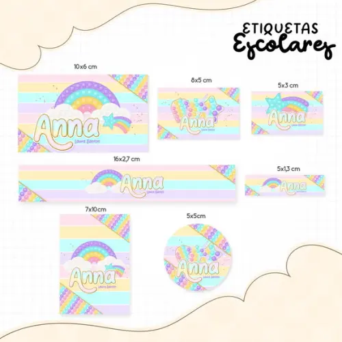 Aquivos digitais etiquetas escolar pop it menina