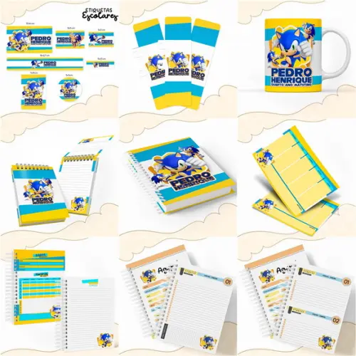 Arquivos Digitais Combo Etiquetas Escolar Sonic