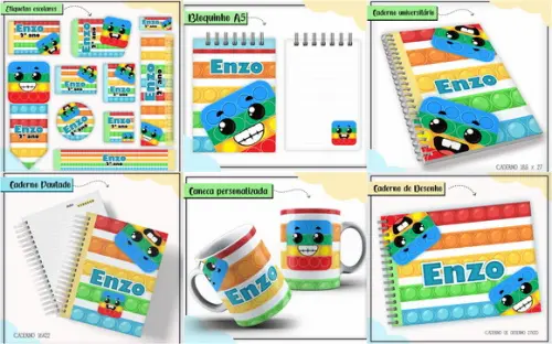 Arquivo de corte combo escolar Pop It menino