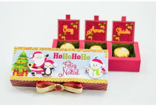 Arquivo de Corte Caixa para 3 Doces de Natal