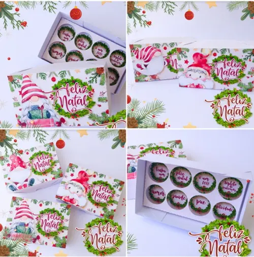 Arquivo de Corte Caixa para 8 Doces de Natal