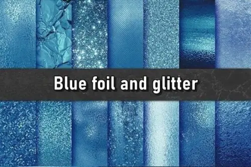 Kit Digital Papeis Glitter Azuis