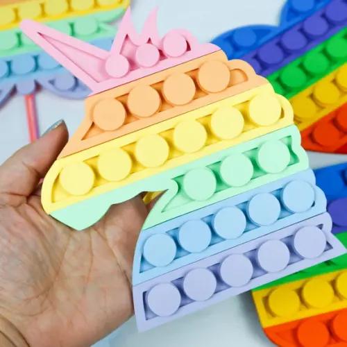 Arquivo de corte topo pop it unicornio em camadas