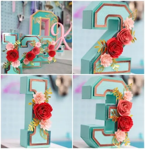 Arquivos de corte números com flores pdf e studio