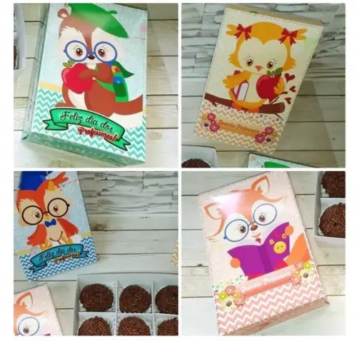 Arquivo de corte caixa 6 doces dia dos professores
