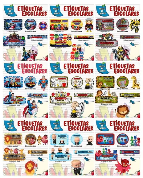 Arquivos Digitais Combo Etiquetas 30 Temas Masculino