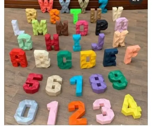 Arquivo de Corte Alfabeto Low Poly Letra e Numeros