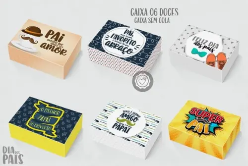 Arquivo de corte caixas para 6 doces dia dos pais