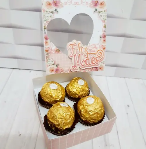 Arquivo de corte caixas para 4 doces dia das Mães