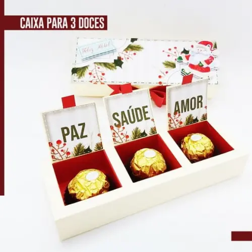 Arquivo de Corte Caixa para 3 Doces Natal