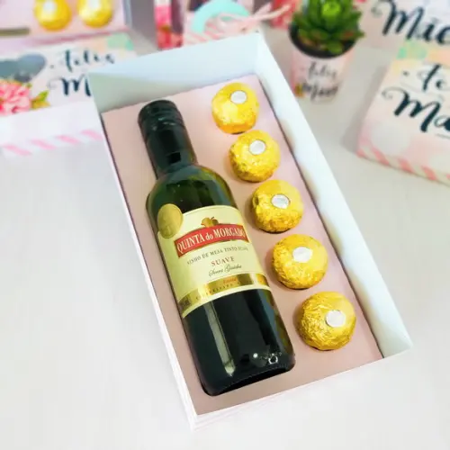Arquivo de corte caixa mini vinho e doces dia das maes