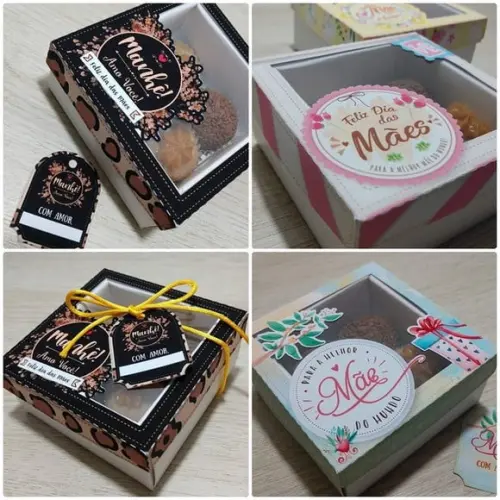Arquivo de corte caixas para 4 doces dia das Mães