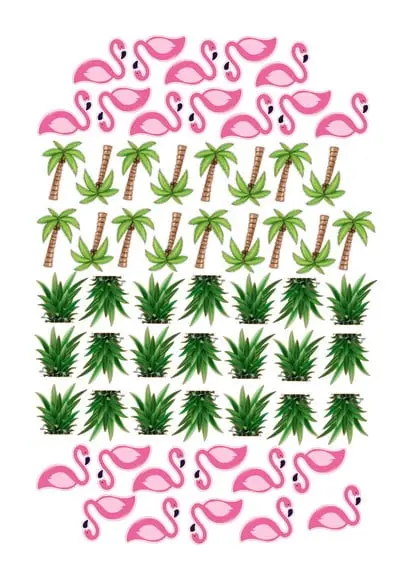Arquivo de corte flamingo, coqueiro e coroa abacaxi