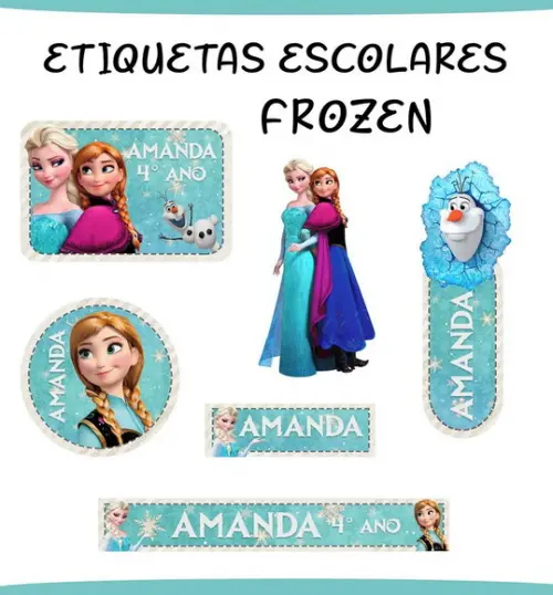 Arquivos de corte etiquetas escolar frozen