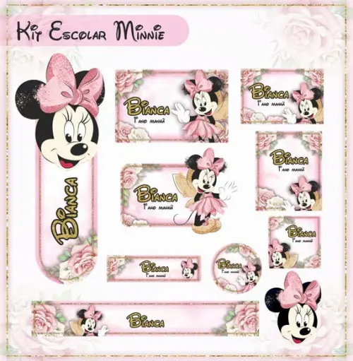 Arquivos digitais etiquetas escolar minnie ENVIO IMEDIATO