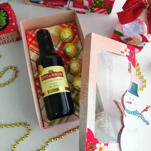 Arquivo de Corte Caixa Mini Vinho e Doces de Natal