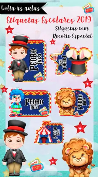 Arquivos de cortes, etiquetas escolar